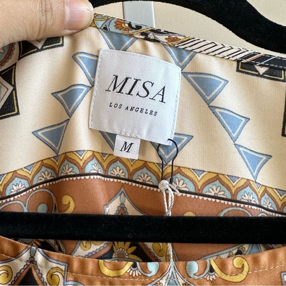 NWT MISA Twiggy Mini Dress Sz M Alhambra Mosaic Satin - Picture 12 of 12